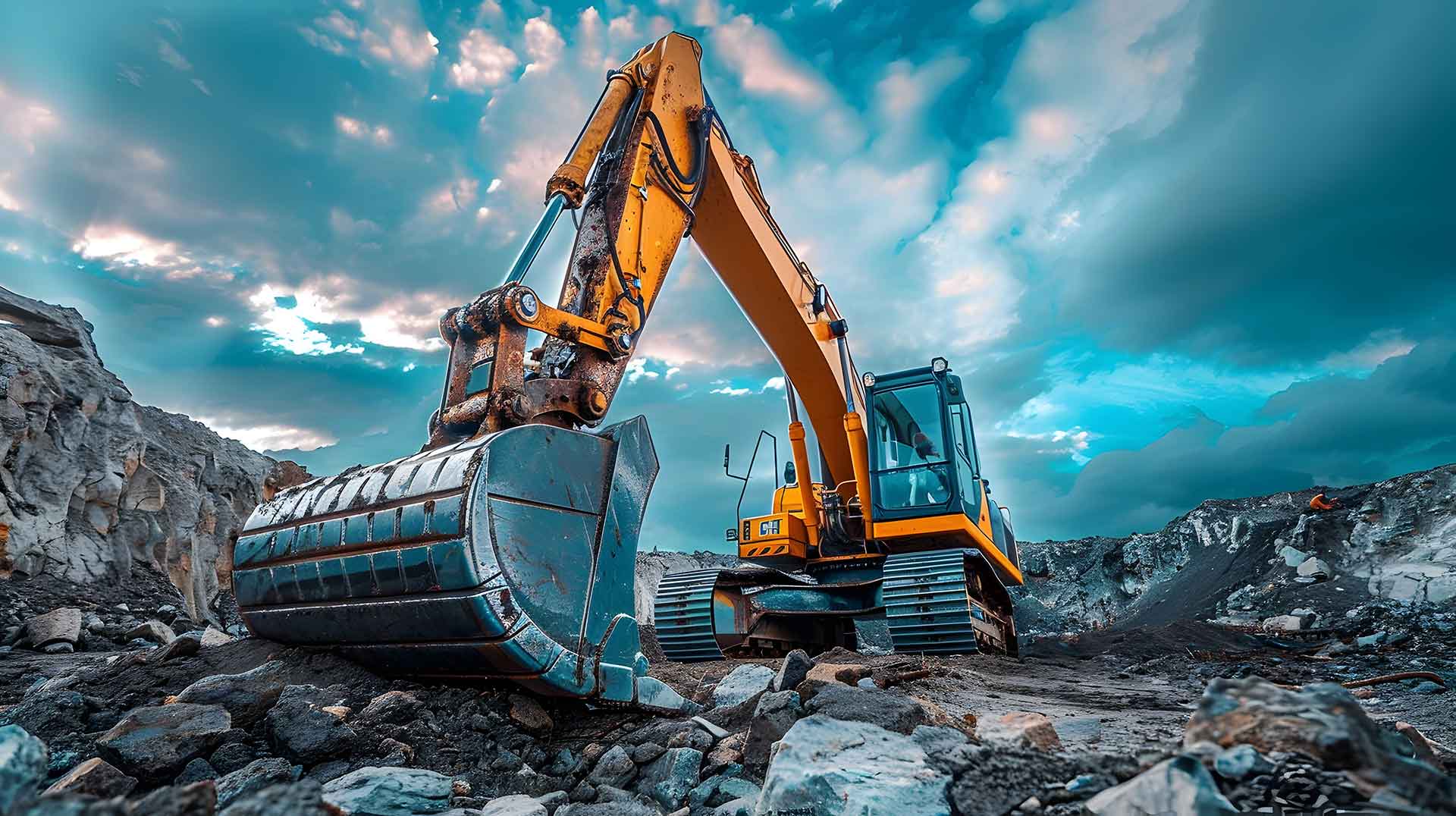Excavatrice au travail sur les chantiers miniers